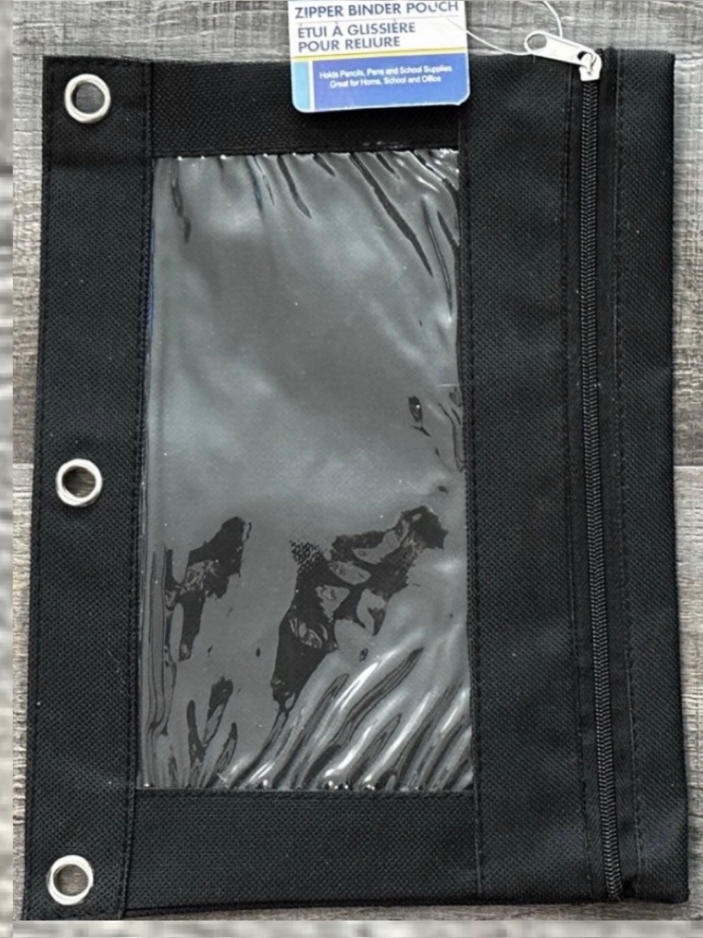 💞 New Black Zippered 3-Ring Pencil Pouch